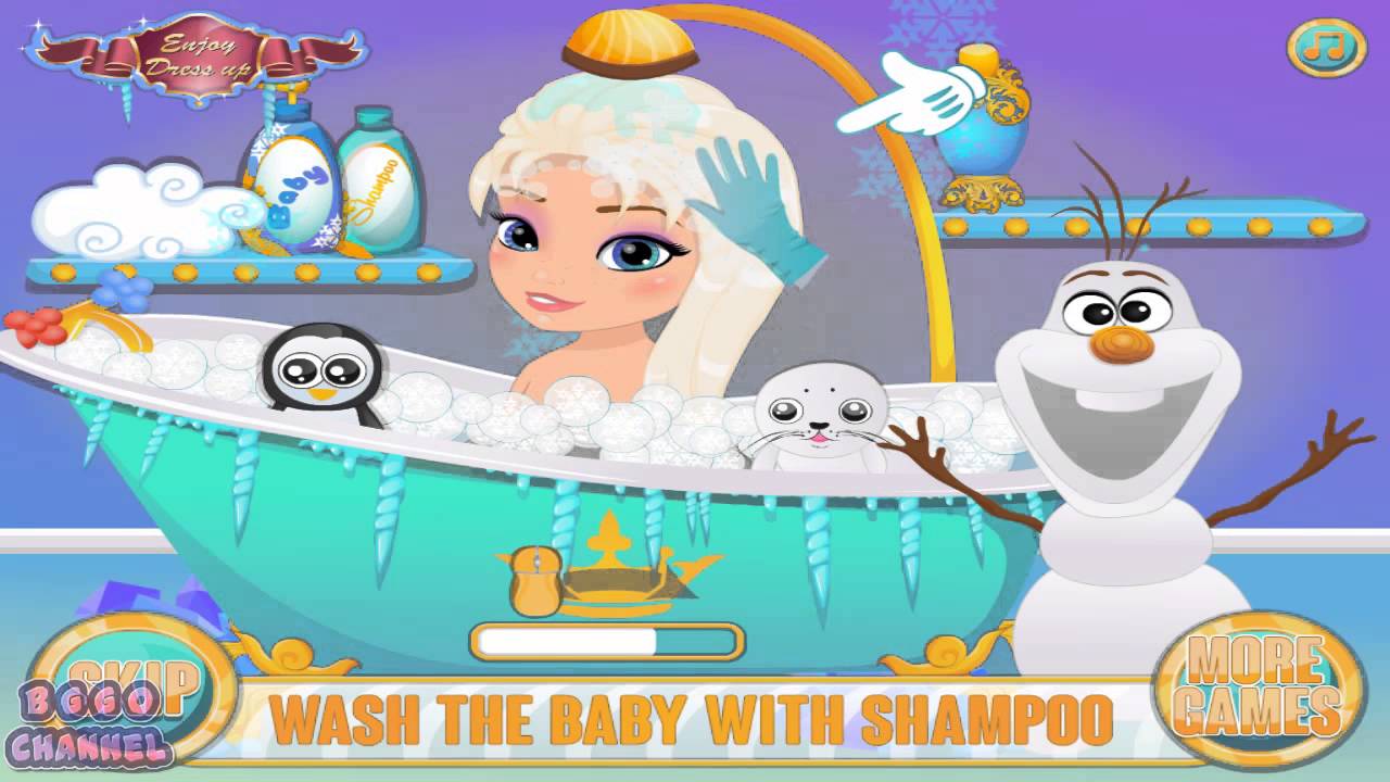 Baby Elsa Frozen Shower - Frozen Elsa Baby Bathing Game for Girls - YouTube