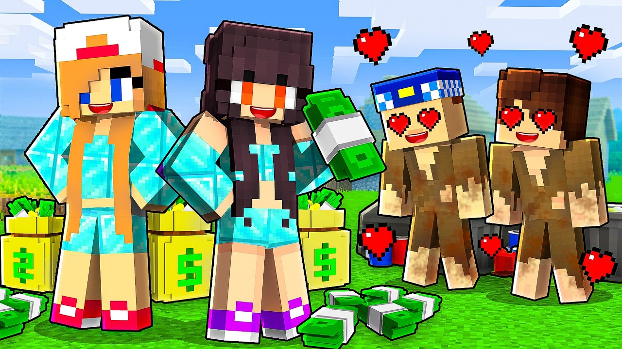 GÖKÇE VE MİRAY ZENGİN OLUP FAKİR ERKEKLERİ ETKİLEDİ - Minecraft