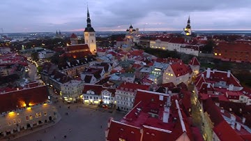 Tallinn Old Town by drone - continuous video