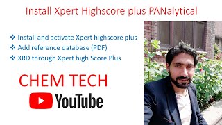 Install Xpert Highscore plus | PANalytical| Add PDF file| Add reference data base|