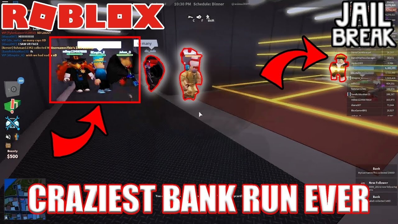 Most Insane Bank Robbery Ever Roblox Jailbreak Youtube
