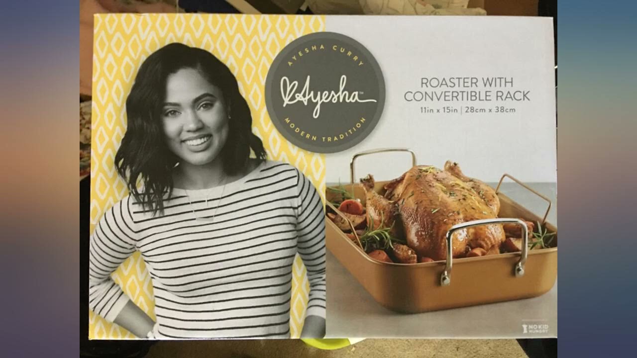Ayesha Curry Nonstick Roaster // Roasting Pan with Rack - 11 Inch x 15 Inch, Brown review
