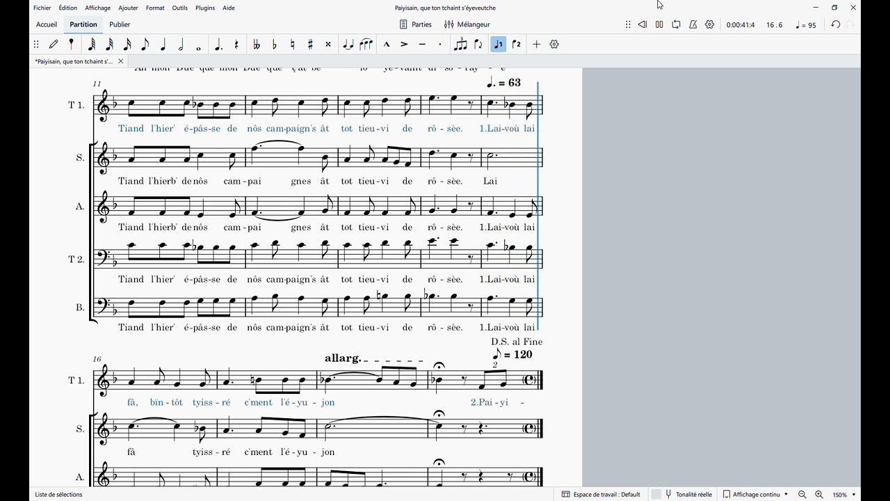 Paiyisain, que ton tchaint s'éyeveutche Ténor 1