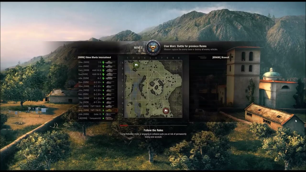 [Reupload] WOT CW: OMNI vs KRAWL: Genghis goes flanking! :D [Mines, Tier 10]