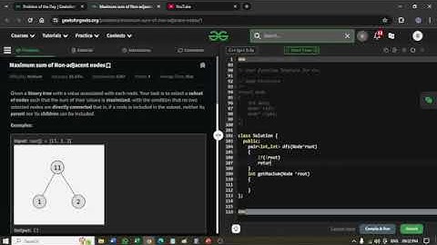 Maximum sum of Non-adjacent nodes - Geeks for Geeks today