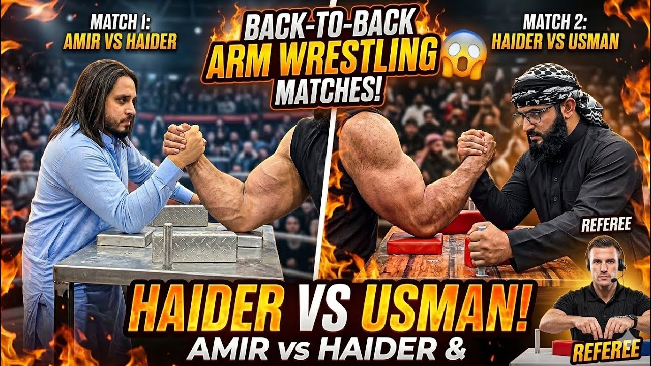Back-to-Back Arm Wrestling Matches 😱 Amir vs Haider & Haider vs Usman ...