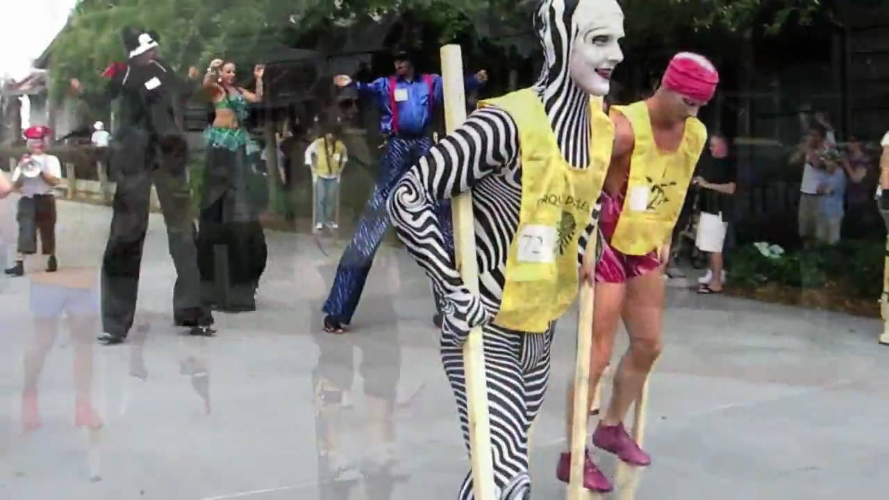 Stilt walking record attempt by Cirque du Soleil at Downtown Disney