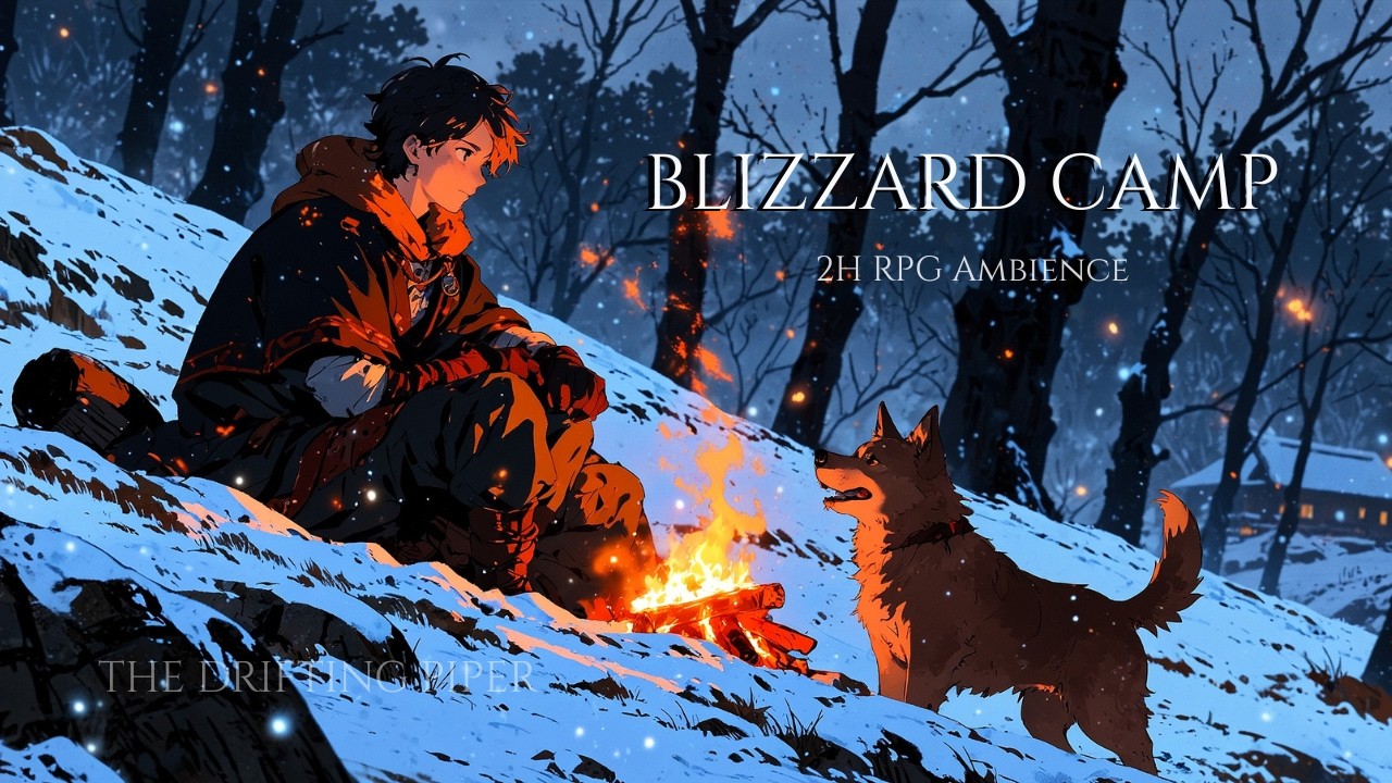Camping in a Blizzard ❄️ Warm Fire & Howling Wind