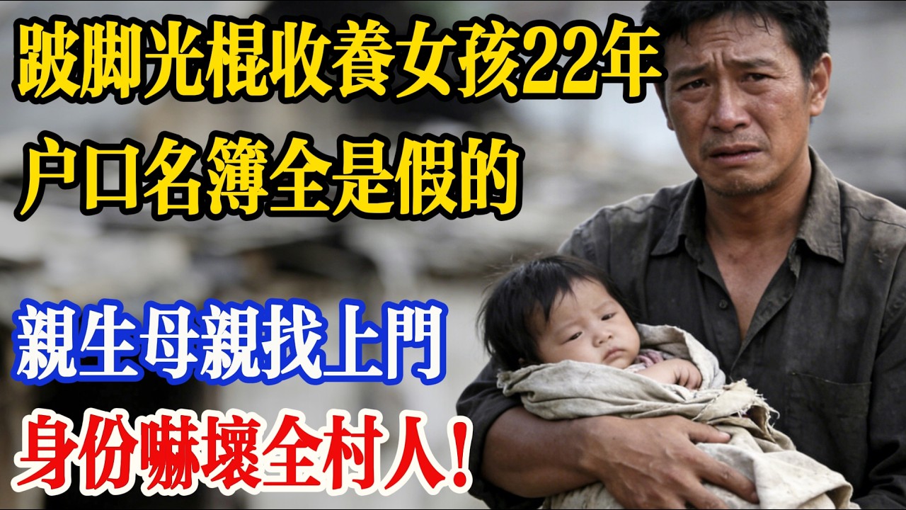 跛腳光棍收養女孩22年，戶口名簿全是假的，親生母親找上門，身份嚇壞全村人！