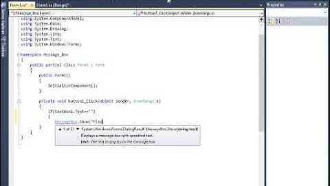 Message Box In Visual Studio 2010