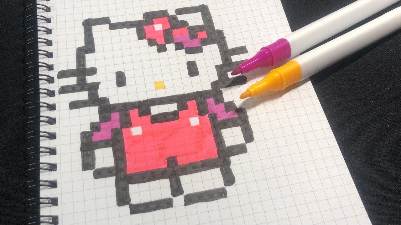 Hello Kitty Pixel Art - How to draw Hello Kitty? #hellokitty