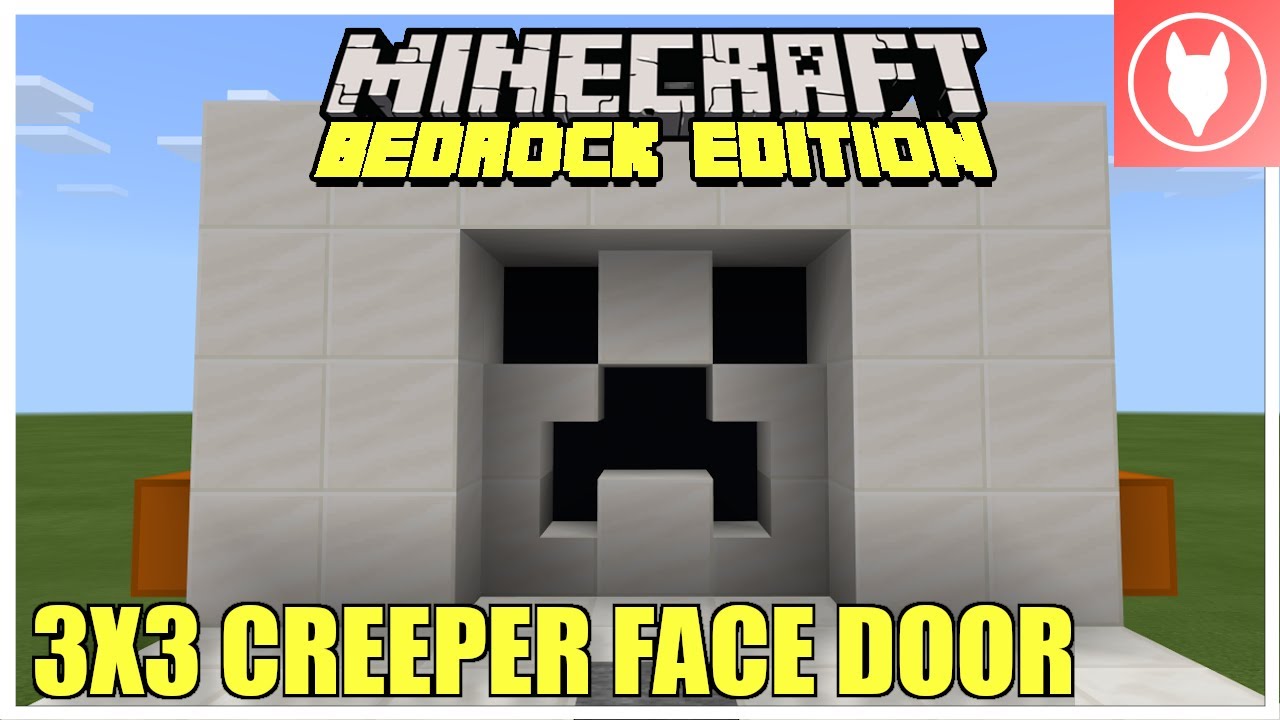 Minecraft Bedrock - 3x3 Creeper Face Piston Door Tutorial (Xbox/ PS4/ MCPE/ Windows 10/ Switch)