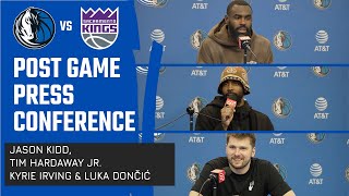 Jason Kidd, Tim Hardaway Jr., Kyrie Irving \& Luka Dončić | vs Kings Post Game Press Conference