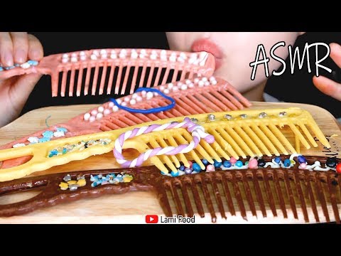 EDIBLE GIANT HAIR COMB ASMR EATING SOUNDS | 초코빗 | 咀嚼音 | ヘアブラシ食べる | *FAIL*