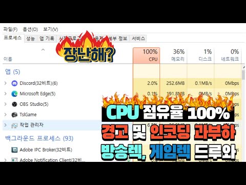 칠칠한칠칠이 CPU100 점유율 해결 방송 렉 게임 렉 걸리시는 분들 참고 