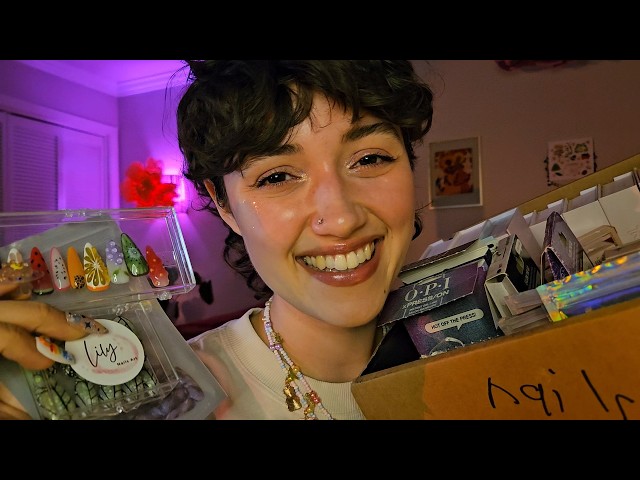 ASMR Showing You My Press On Nail Collection 💅 (chatty whispers, nail tapping and scratching)