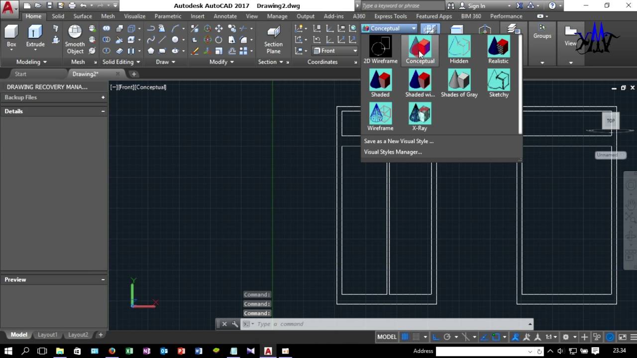 Dasar Autocad Cara  Membuat  Pintu  3D Autocad 2019 YouTube 