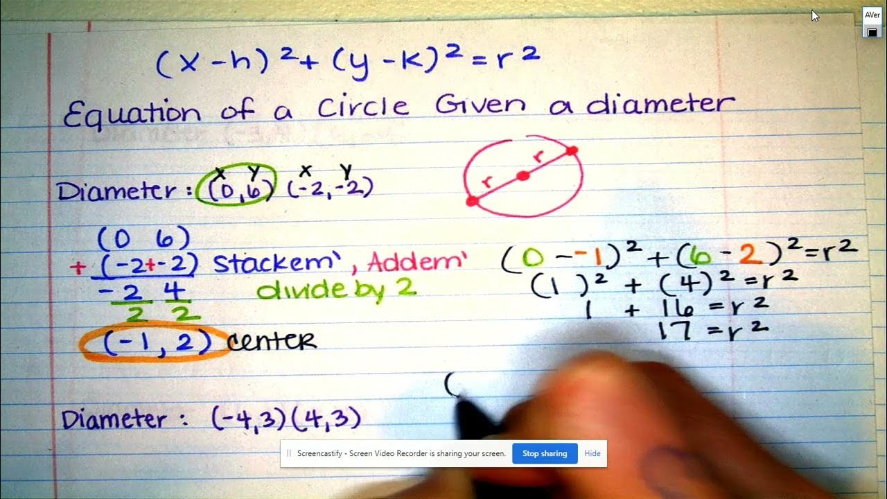 D56 Equations of a Circle Given the diameter YouTube