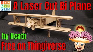 A Laser Cut Cardboard Bi-Plane in Tinkercad | Free Thingiverse File