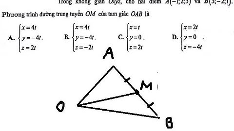 Toán 12: Trong không gian Oxyz, cho hai điểm A(-1;2;3) và B(3;-2;1). Phương trình đường trung tuyến