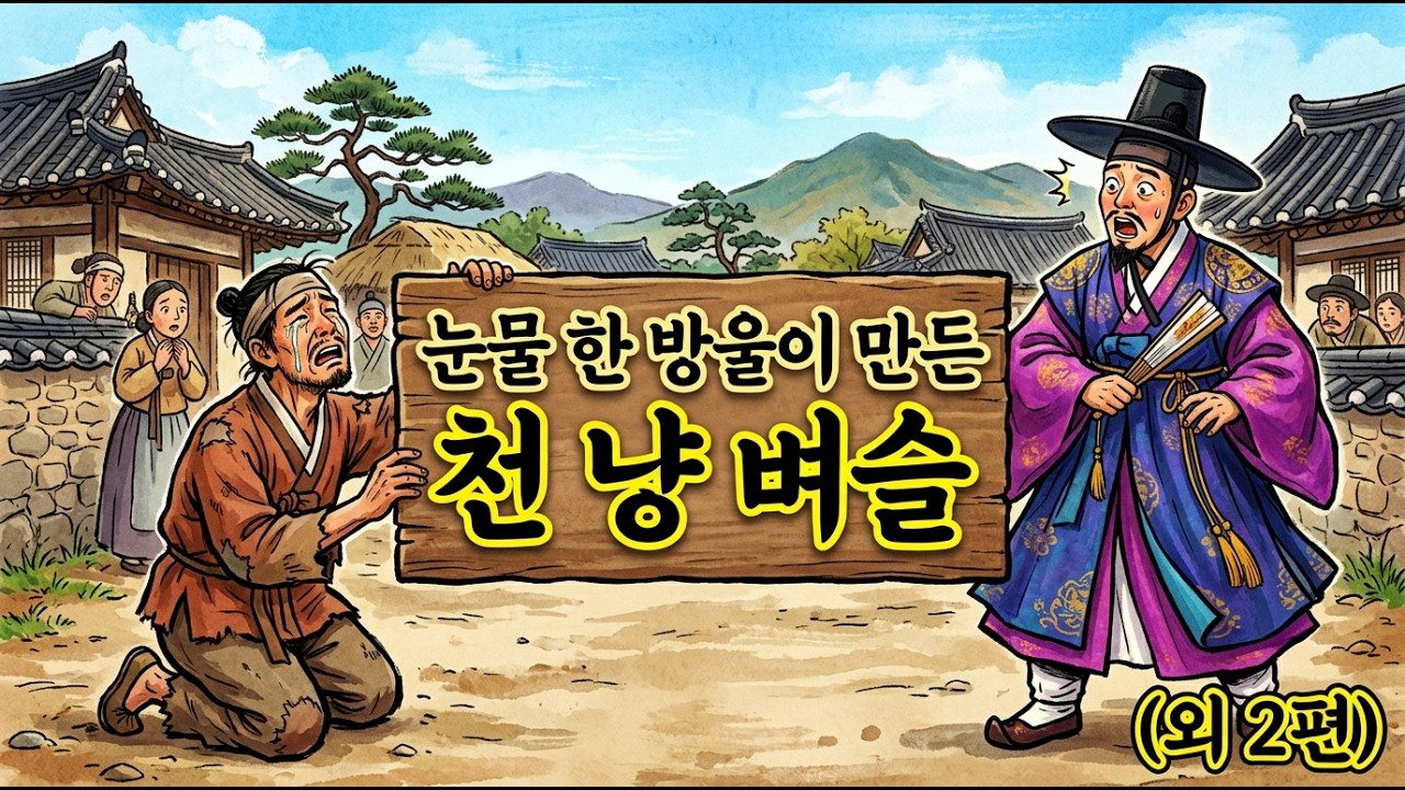 수면영상 🌙 한국 전래동화 모음: 눈물 한 방울이 만든 천 냥 벼슬부터 천 년을 기다린 돌탑 아래 약속까지 | 잠오는이야기 | 중간광고없는