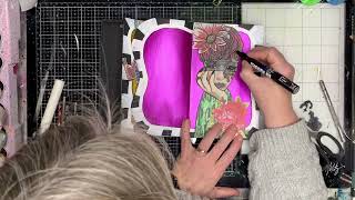 Dylusions style waterfall collage layout for your art journal