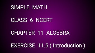 Simple Math Class 6 NCERT Chapter 11 Algebra Exercise 11.5 ( Introduction )