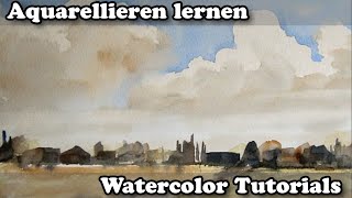 Aquarell: Cumulus- oder Haufenwolken