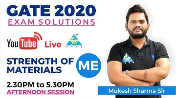 GATE 2020 Mechanical Afternoon Question |Strength Of Material | Question 1 & 2 | Live session