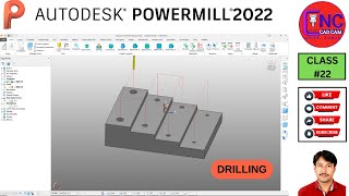 #22 Autodesk powermill 2022 | DRILLING | CENTER DRILL Toolpath |