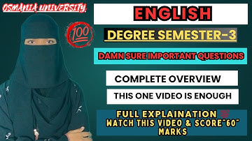 Degree Semester-3 English Overview & damn sure  important questions 💯 O.U |In English get "O" grade|