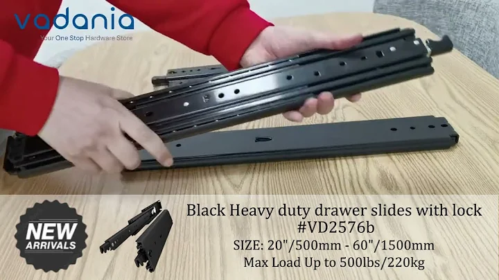 VADANIA Black heavy duty drawer slides with lock. New Arrivals! Max load 500lb/220kg