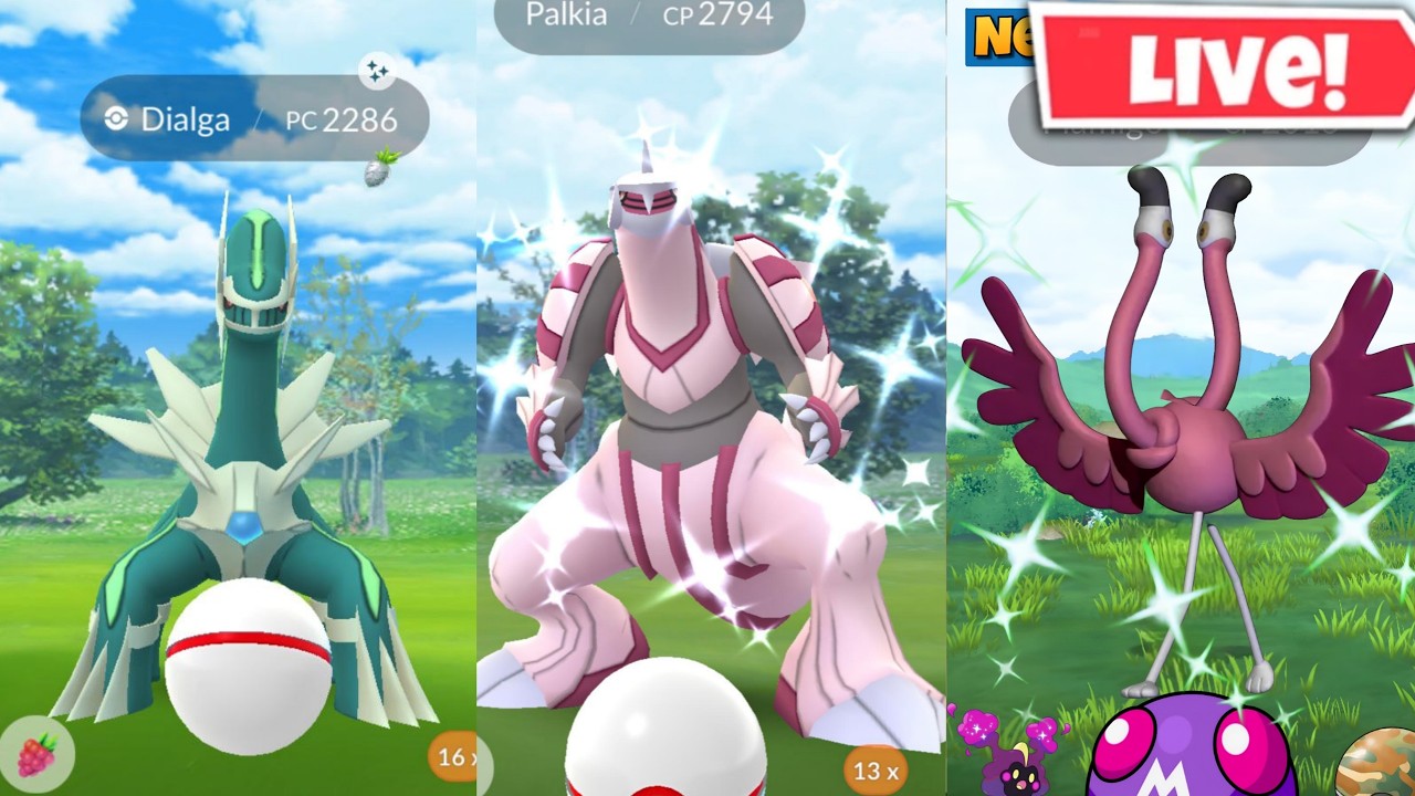 Hunting✨️Shiny Dialga & Palkia On Raid in Pokemon Go
