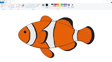 How to draw Clown Fish in Computer using Ms Paint | Fish Drawing | Ms Paint Tutorial.