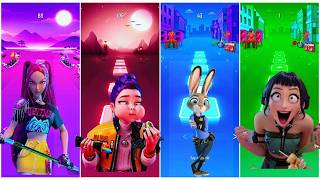 KPOP DEMON HUNTERS 🆚 ZOTOPIA 2 🆚WHO WINS? TILES HOP EDM RUSH screenshot 3