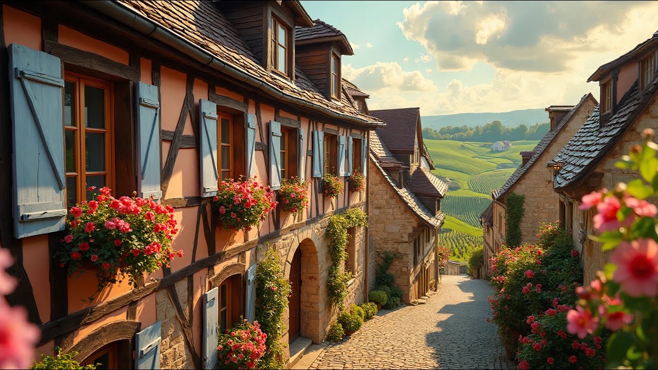 Волшебная прогулка по Риквиру 4K 🌸 Настоящий сказочный город в Эльзасе