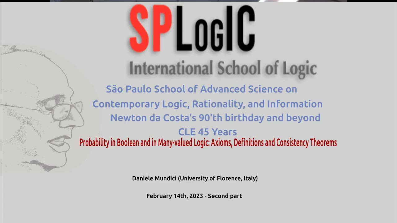 Probability in Boolean and in Many-valued Logic - Daniele Mundici SPLogIC2023 February 14th