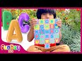 Super mini abc letter mat  abc song  pretend play learning letters with urvi and apu  funday kid