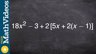 How to simplify an expression by following order of operations and distributive property
