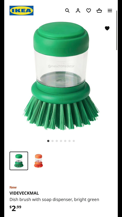 VIDEVECKMAL Dish brush with soap dispenser, bright green - IKEA