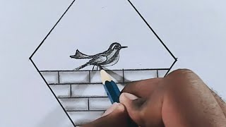 Bird Drawing - easy drawing - easy bird drawing - sparrow drawing - pencil drawing - easy art