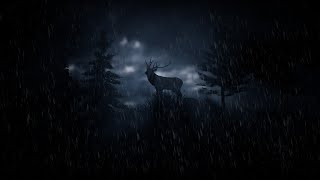 Sleepy Deer with Heavy Rain and Thunder Sounds for Sleeping - Dimmed Screen | Sleep Sounds