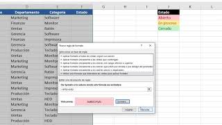 Formato condicional con lista desplegable en Excel