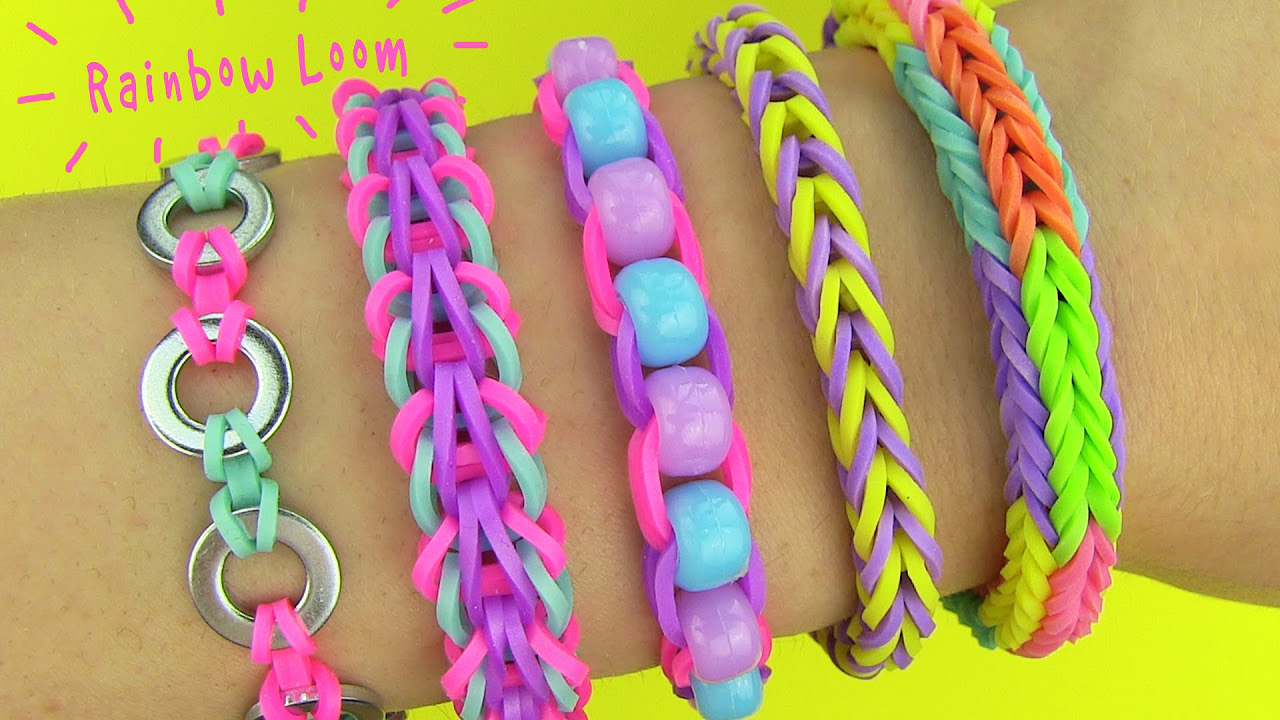 How to Make Loom Bands. 5 Easy Rainbow Loom Bracelet Designs