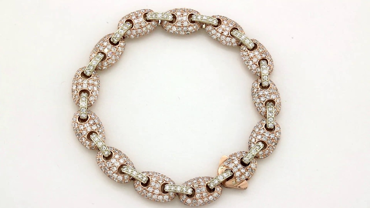 ラブブ　BigintoEnergy LOYALTY Puff Link Diamond Bracelet in Two Tone 14k Gold 9.5mm 10 Ctw