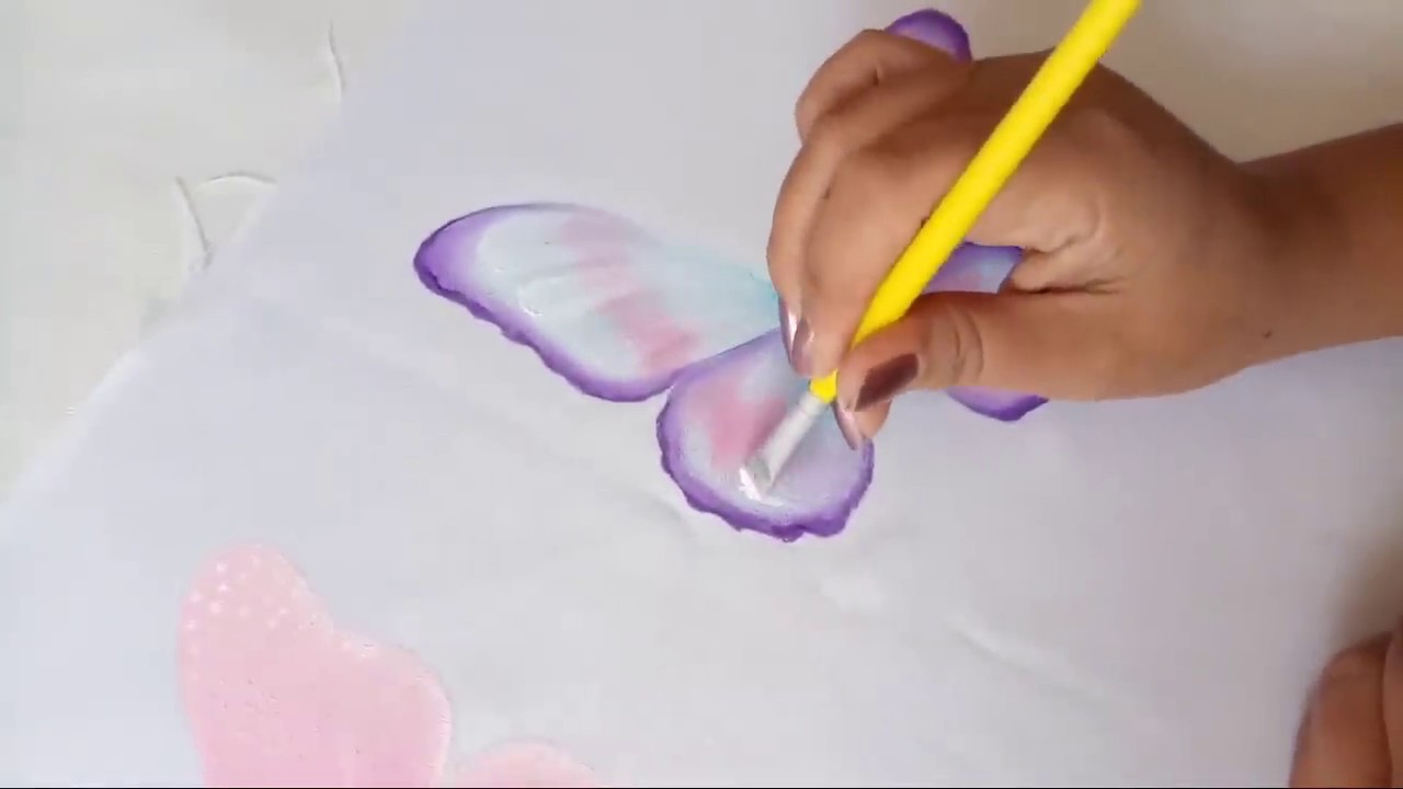 Como Pintar Mariposas En Tela - YouTube