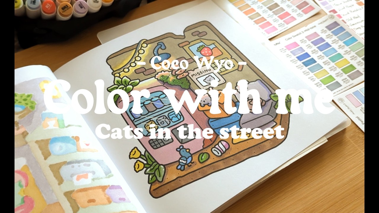 Color with me : Cats in the street 🐱 - Coco Wyo - ASMR no talking - YouTube