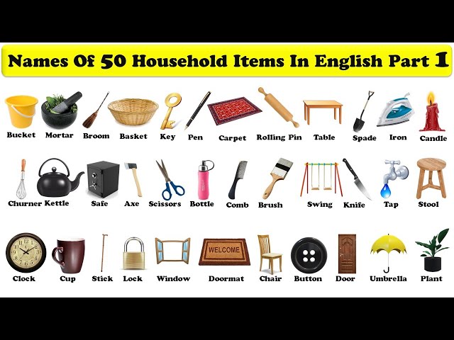 100+ Household Items Names In English • Englishan