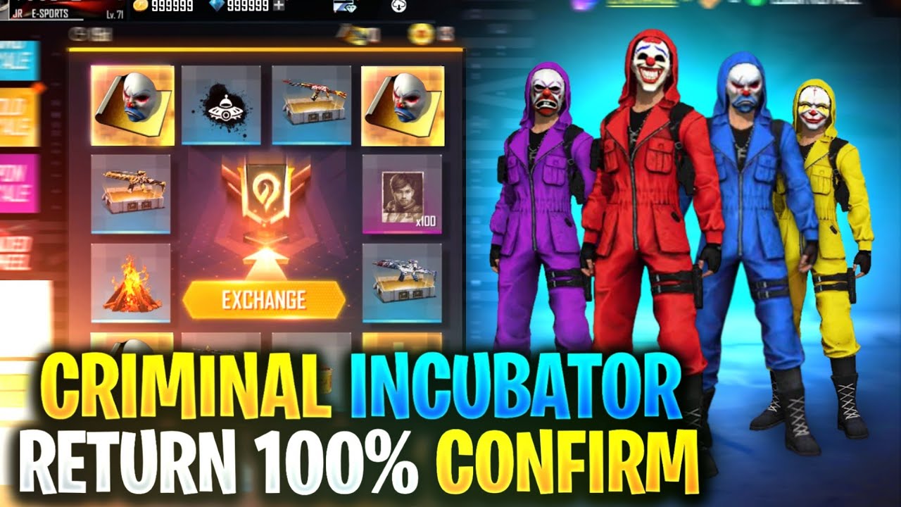 CRIMINAL BUNDLE RETURN | NEXT INCUBATOR FREEFIRE [101% CONFIRM ] FREEFIRE NEW EVENT | FF NEW EVENT