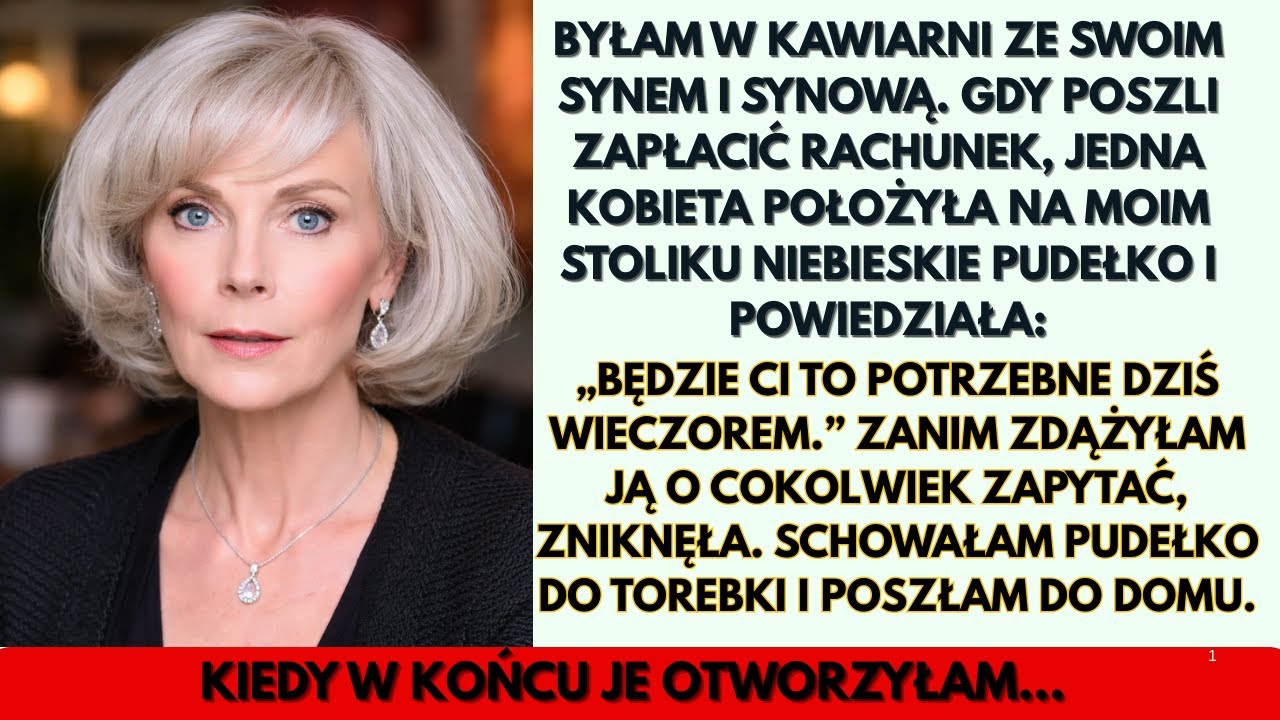 W kawiarni kobieta zostawiła na moim stoliku niebieskie pudełko „Będzie ci to potrzebne dziś wieczo…